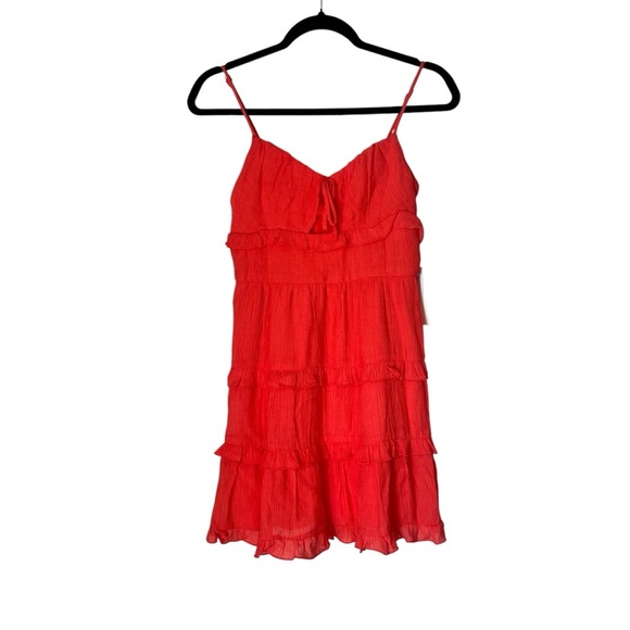 City Vibes Coral Tiered Ruffle Dress Size Small NWT - Picture 1 of 10